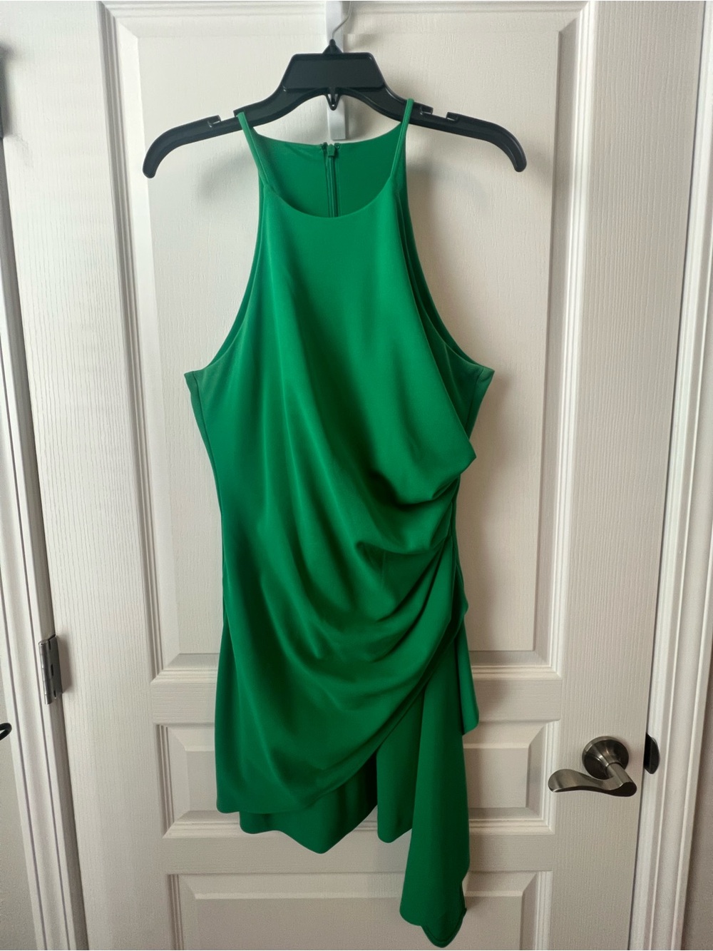 Badgley Mischka Vibrant Green Asymmetrical Draped Dress